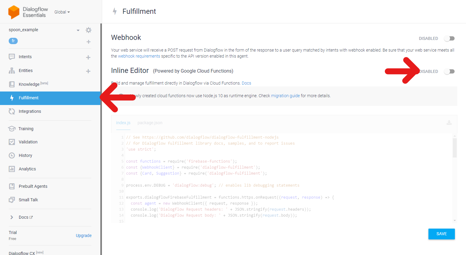 DialogFlow Fulfillment